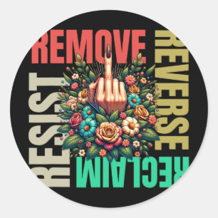 Women Middle Finger Remove Reverse Reclaim Resist Classic Round Sticker