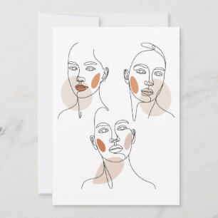 Women Minimalist Line Art Faces Invitation