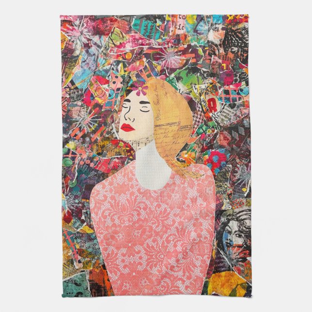 Women Mixed Media Inspirational Art Kitchen Towel (Vertical)