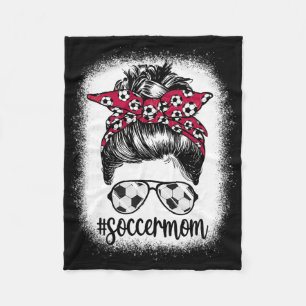Women Mom Life Soccer Mom Mothers Day Messy Bun Wo Fleece Blanket