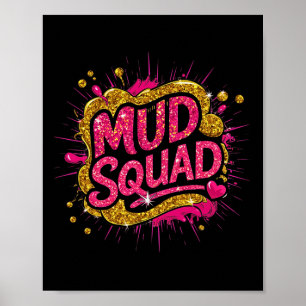 Women Mud Run Squad Girls Muddy Mudding Running At Poster