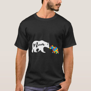 Women Mum Bear Autistic Autism Awareness T-Shirt