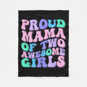 Women mum of 2 girls two daughters mother's day fleece blanket