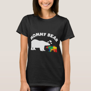 Women Mummy Bear Puzzle Pieces Autism Awareness Mo T-Shirt
