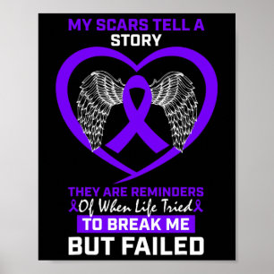 Women My Scars Tell A Story Purple Fibromyalgia Aw Poster