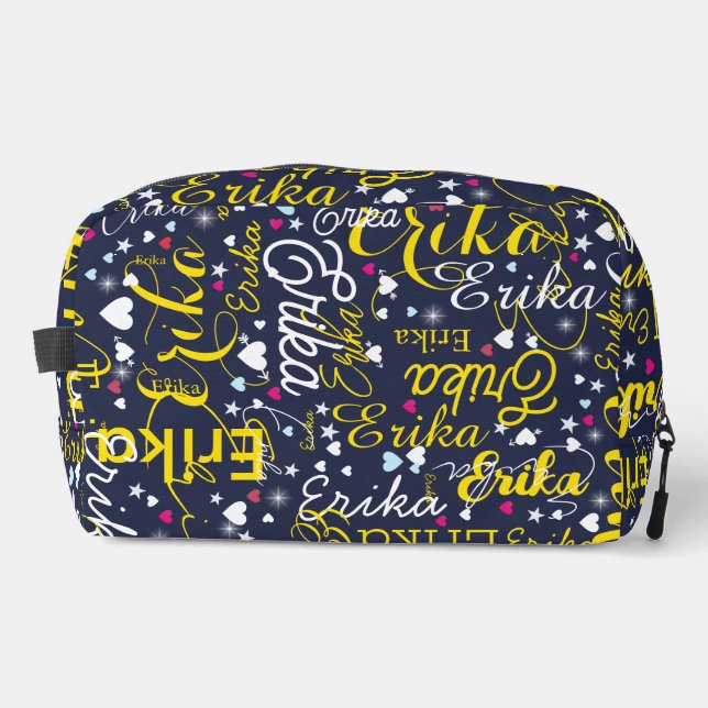 Women Name Pattern with hearts and stars Dopp Kit (Front)