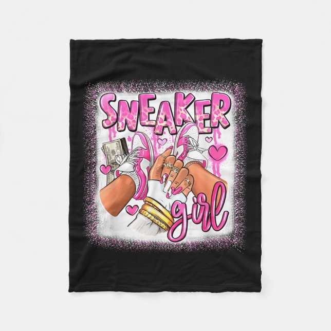 Women Nk And White Sneaker Girl, Funny Sneaker Gir Fleece Blanket (Front)