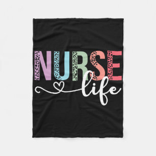 Women Nurse Life Rn Lpn Cna Leopard Nurse Week Hea Fleece Blanket