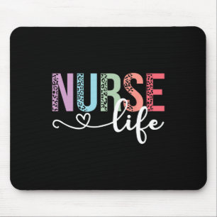 Women Nurse Life Rn Lpn Cna Leopard Nurse Week Hea Mouse Mat