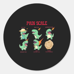 Women Nurse Pain Scale Pain Essment Funny Dinosaur Classic Round Sticker