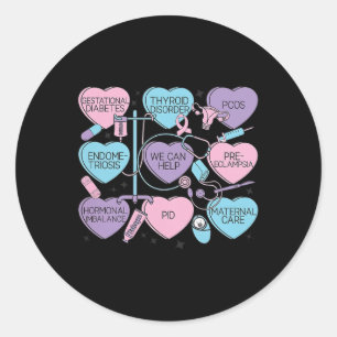 Women Obstetrics Valentine's Day Nurse Ob Gyn Obst Classic Round Sticker