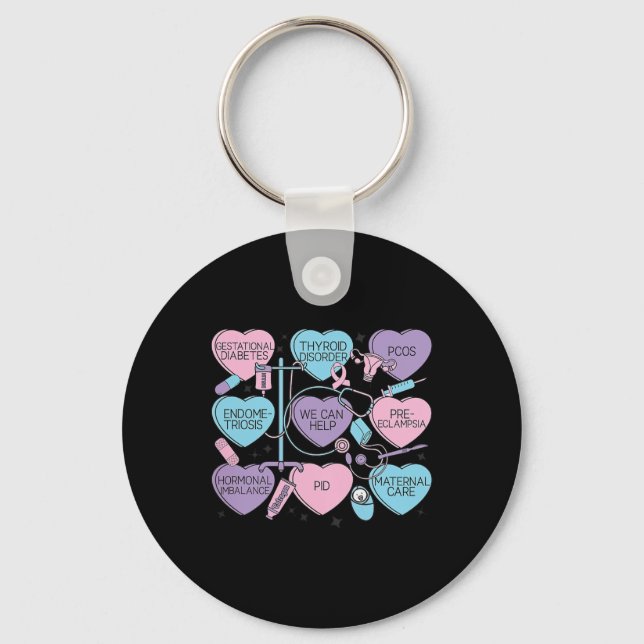 Women Obstetrics Valentine's Day Nurse Ob Gyn Obst Key Ring (Front)