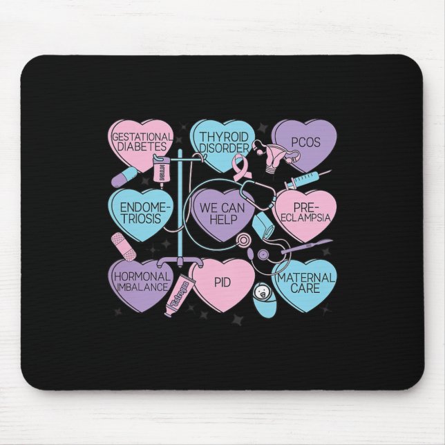 Women Obstetrics Valentine's Day Nurse Ob Gyn Obst Mouse Mat (Front)