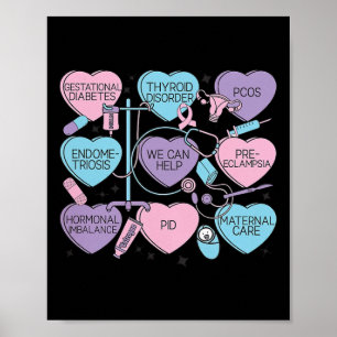 Women Obstetrics Valentine's Day Nurse Ob Gyn Obst Poster