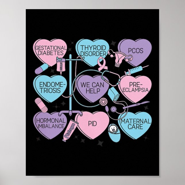 Women Obstetrics Valentine's Day Nurse Ob Gyn Obst Poster (Front)