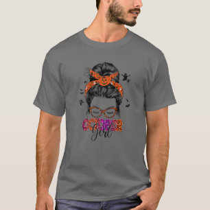 Women October Girl Messy Bun Hair October Birthday T-Shirt