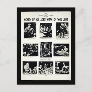 Women Of All Ages Work On War Jobs Postcard