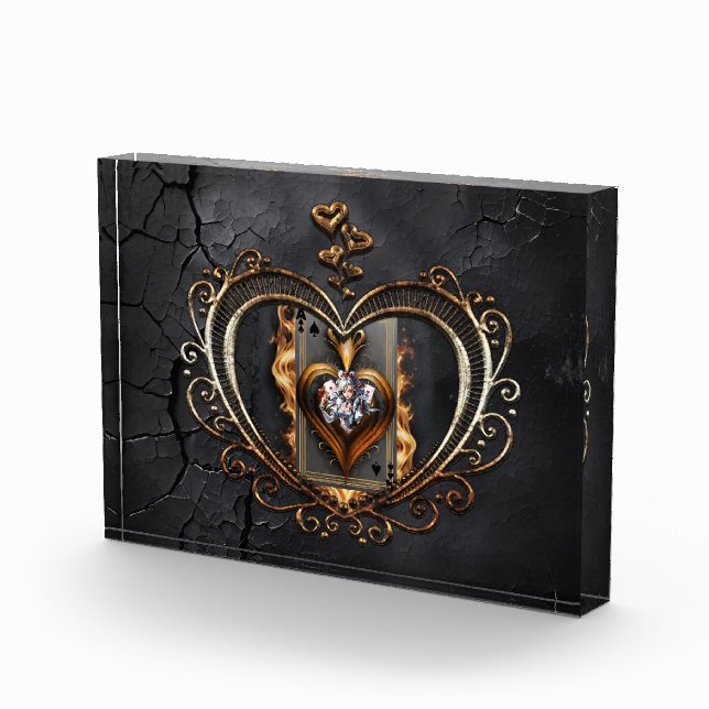 Women of heart card in flames. photo block (Right)