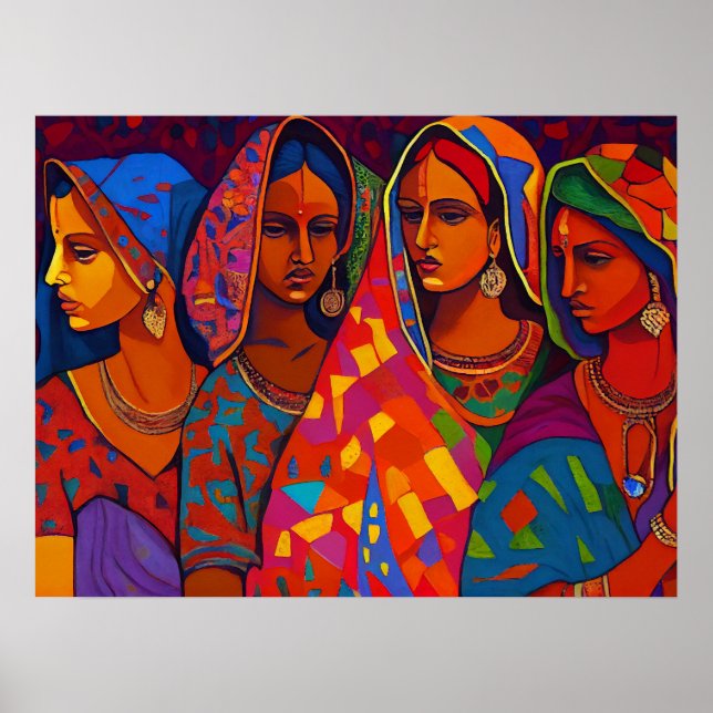 Women of Rajasthan Home Wall Art Poster (Front)