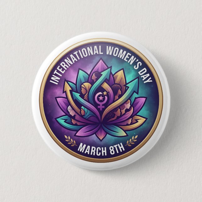 Women of Strength, Unity & Progress | IWD March 8 6 Cm Round Badge (Front)