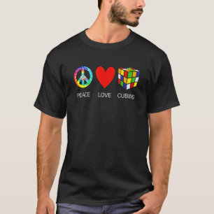 Women Peace Love Cubing Speed Cubing Cube Math Puz T-Shirt