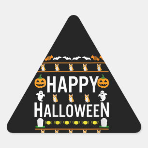 Women Pembroke Corgi Halloween Lazy Ugly Costume Triangle Sticker