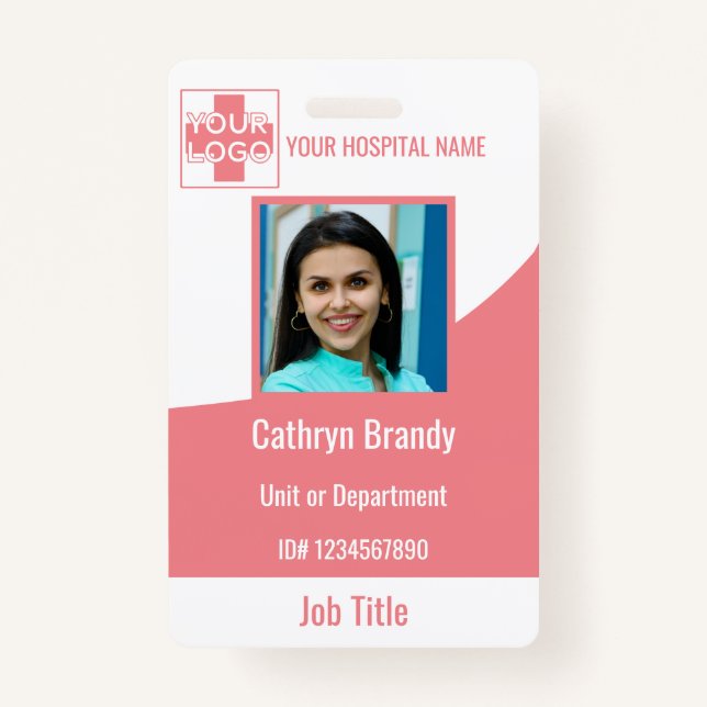 Women Personalised Hospital or Clinic Employee ID Badge (Front)