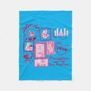 Women Pharmacy Tech Valentine Prescription Fleece Blanket