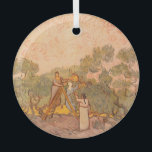 Women Picking Olives by van Gogh: Glass Tree Decoration<br><div class="desc">If you ever get the urge for unique landscape paintings, check out Vincent van Gogh's creations. There are certainly plenty of them, especially with olive trees, like in this 1889 work. These works are interesting, unique, and amazing. As with many of van Gogh’s paintings, this work seems to be a...</div>
