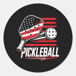 Women Pickleball 4th July Aamerican Flag Classic Round Sticker