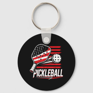 Women Pickleball 4th July Aamerican Flag Key Ring
