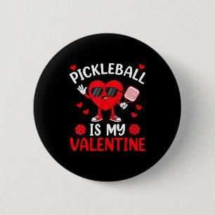 Women pickleball valentine day heart love girl 6 cm round badge