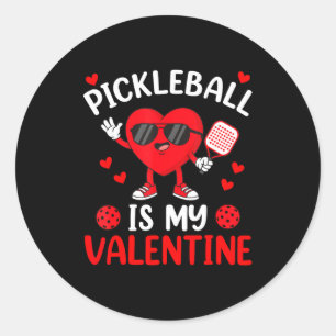 Women pickleball valentine day heart love girl classic round sticker