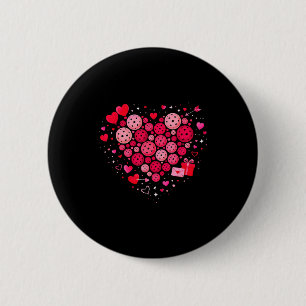 Women pickleball valentines day heart love 6 cm round badge