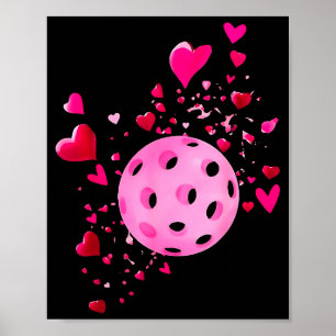 Women pickleball valentines day heart love poster