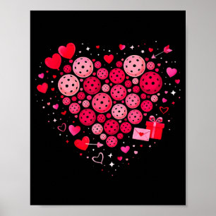 Women pickleball valentines day heart love poster