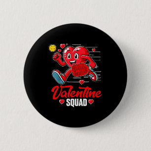 Women pickleball valentines squad heart pickleball 6 cm round badge