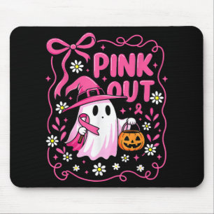 Women Pink Out Ghost Witch Breast Cancer Awareness Mouse Mat