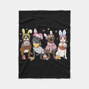 Women Pitbull Easter Bunnies Easter Dog Lover Dog Fleece Blanket