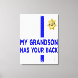 Women Police Officer Grandparents My Grandson Gift Canvas Print