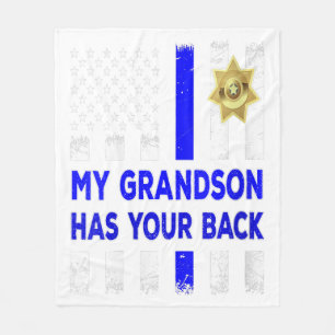 Women Police Officer Grandparents My Grandson Gift Fleece Blanket
