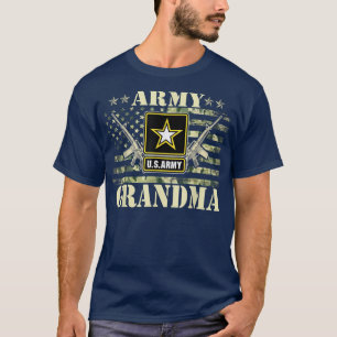 Women Proud Army Grandma United States USA Flag M T-Shirt