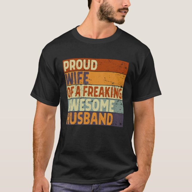 Women Proud Wife of A Freaking Awesome Hubby  Marr T-Shirt (Front)