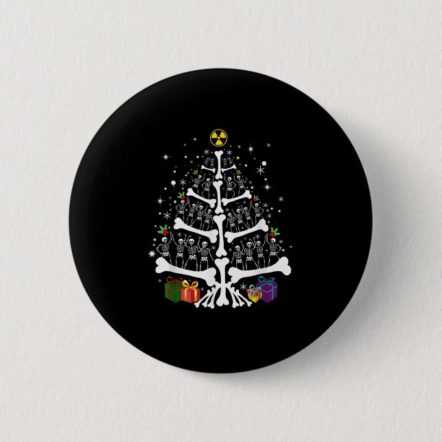 Women Radiology Skeleton Christmas Tree Xray Tech  6 Cm Round Badge (Front)