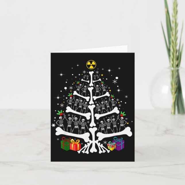Women Radiology Skeleton Christmas Tree Xray Tech  Card (Front)