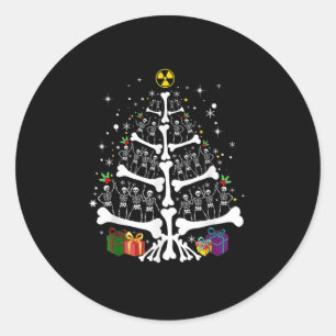 Women Radiology Skeleton Christmas Tree Xray Tech Classic Round Sticker
