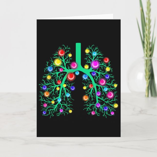 Women Resratory Therapy Lung Christmas Lights Lung Card (Front)