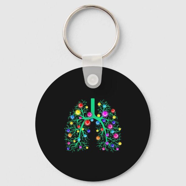 Women Resratory Therapy Lung Christmas Lights Lung Key Ring (Front)