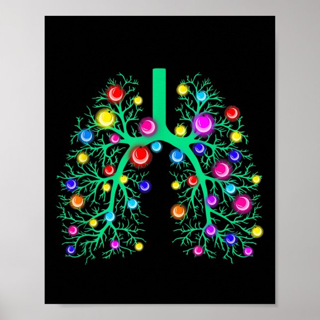 Women Resratory Therapy Lung Christmas Lights Lung Poster (Front)