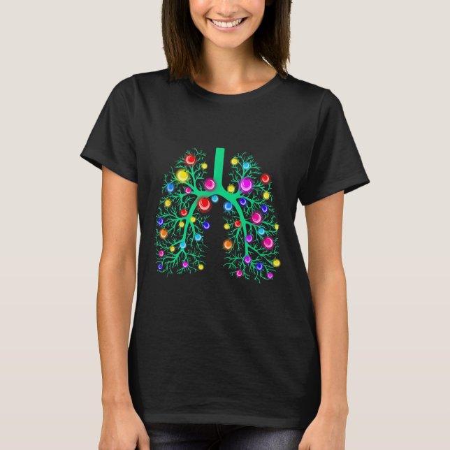Women Resratory Therapy Lung Christmas Lights Lung T-Shirt (Front)
